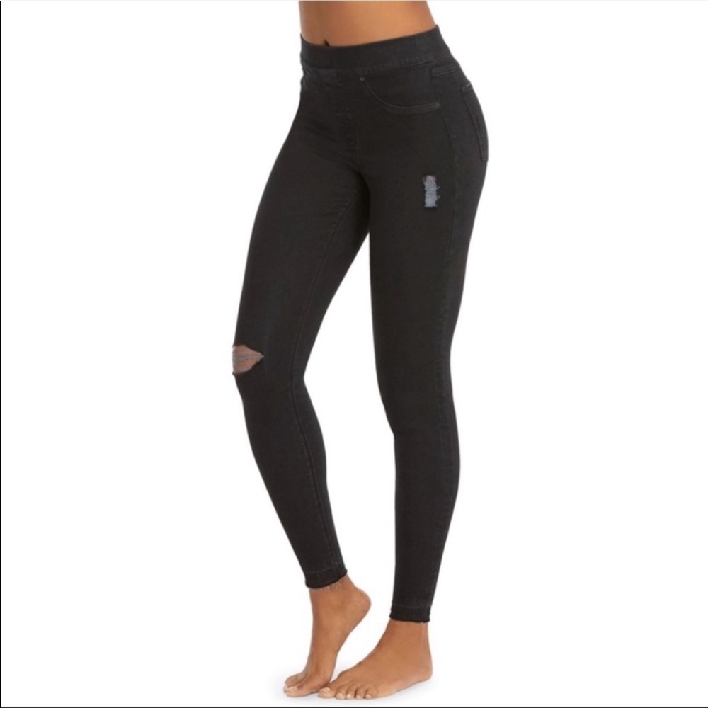 Spanx black distressed skinny jeans. Once ONCE